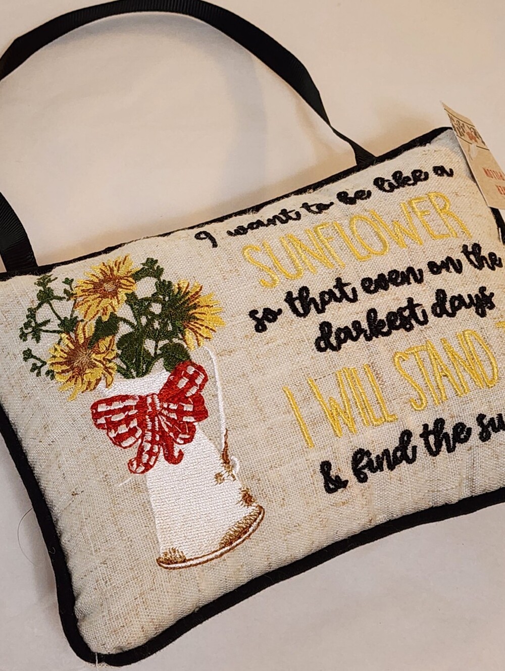 Small Sunflower Inspirational Pillow Quote Wall Ganger Door Hanger Floral NWT